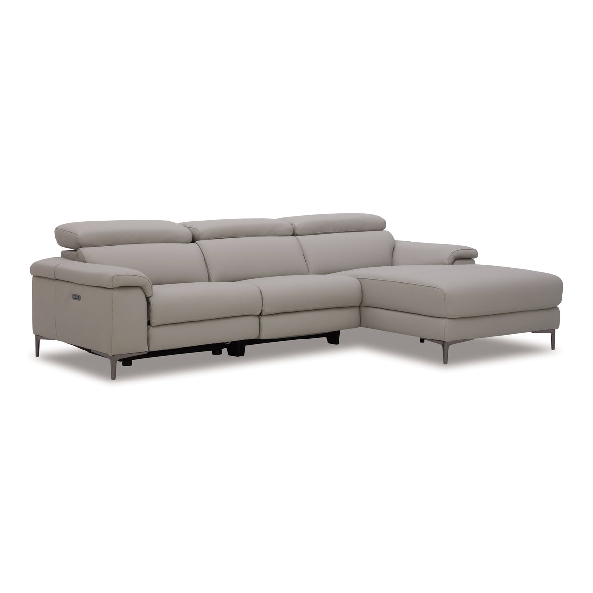 Meidas - Modern Light Grey Leather Sectional Sofa + 2 Recliners - Right Facing Chaise - original 1