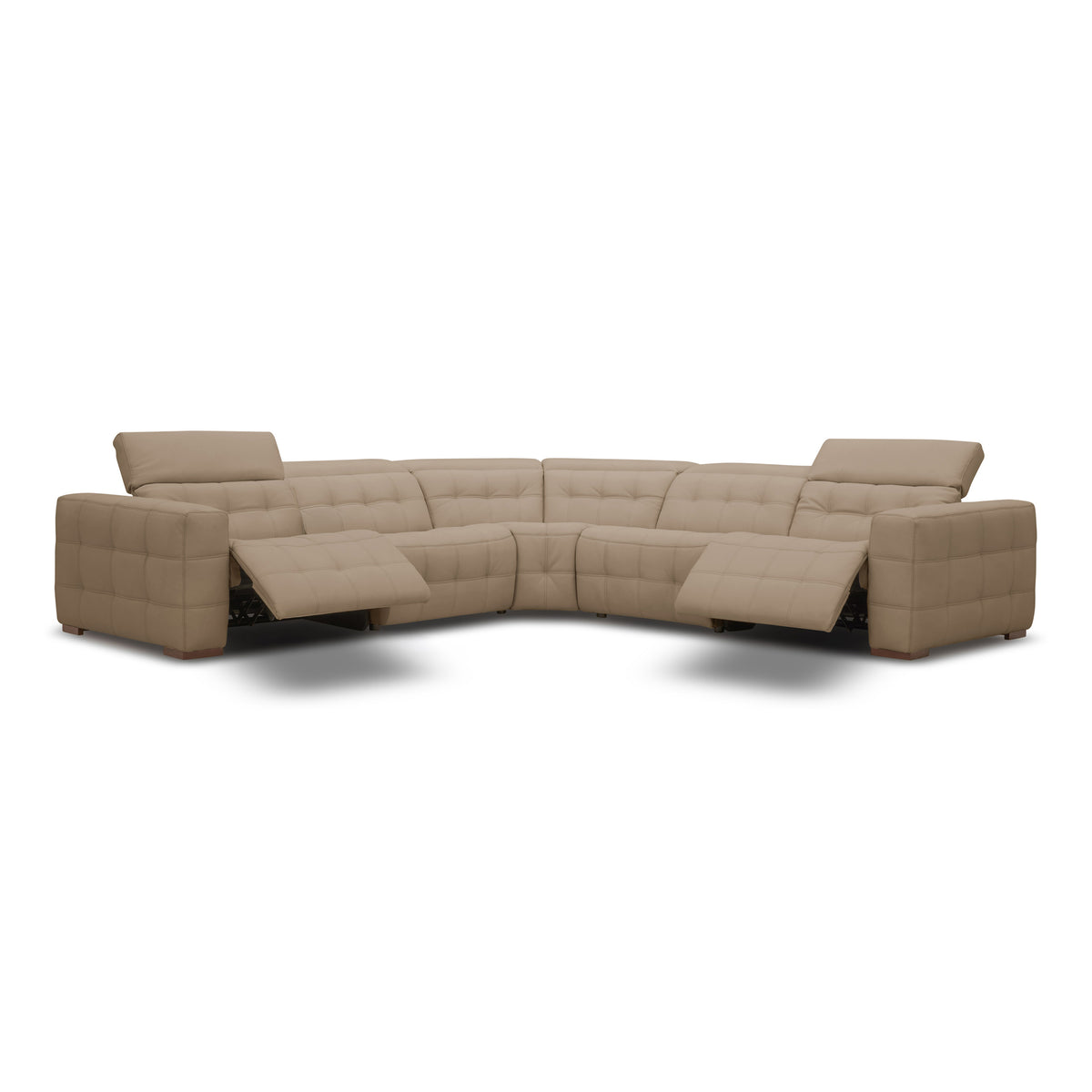 Carney - Modern Beige Leather Sectional Sofa + 3 Recliners - original 1