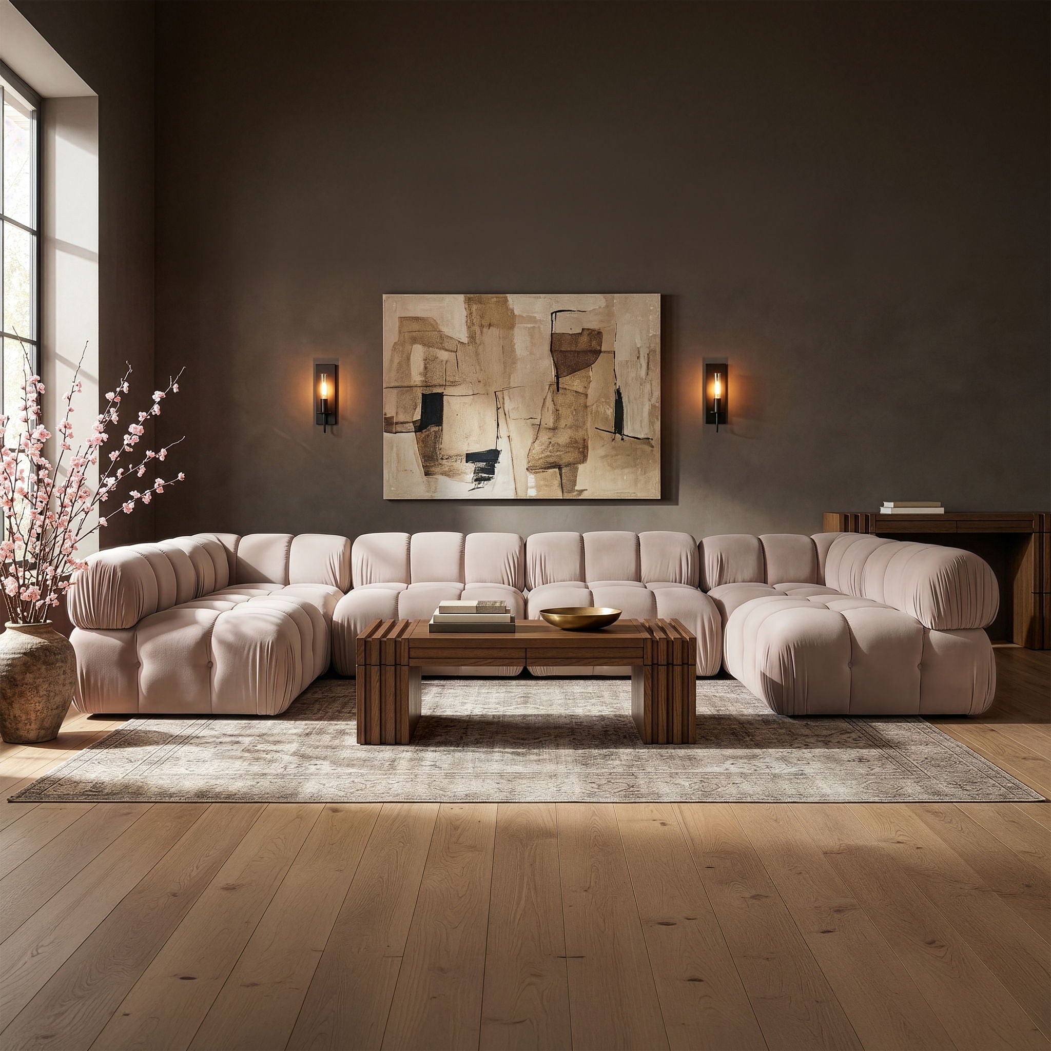 Orin - U-Shaped Velvet 6 Piece Modular Sectional