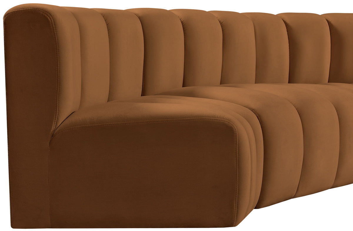 Arc - Velvet 8 Piece Curved Modular Sofa - Saddle