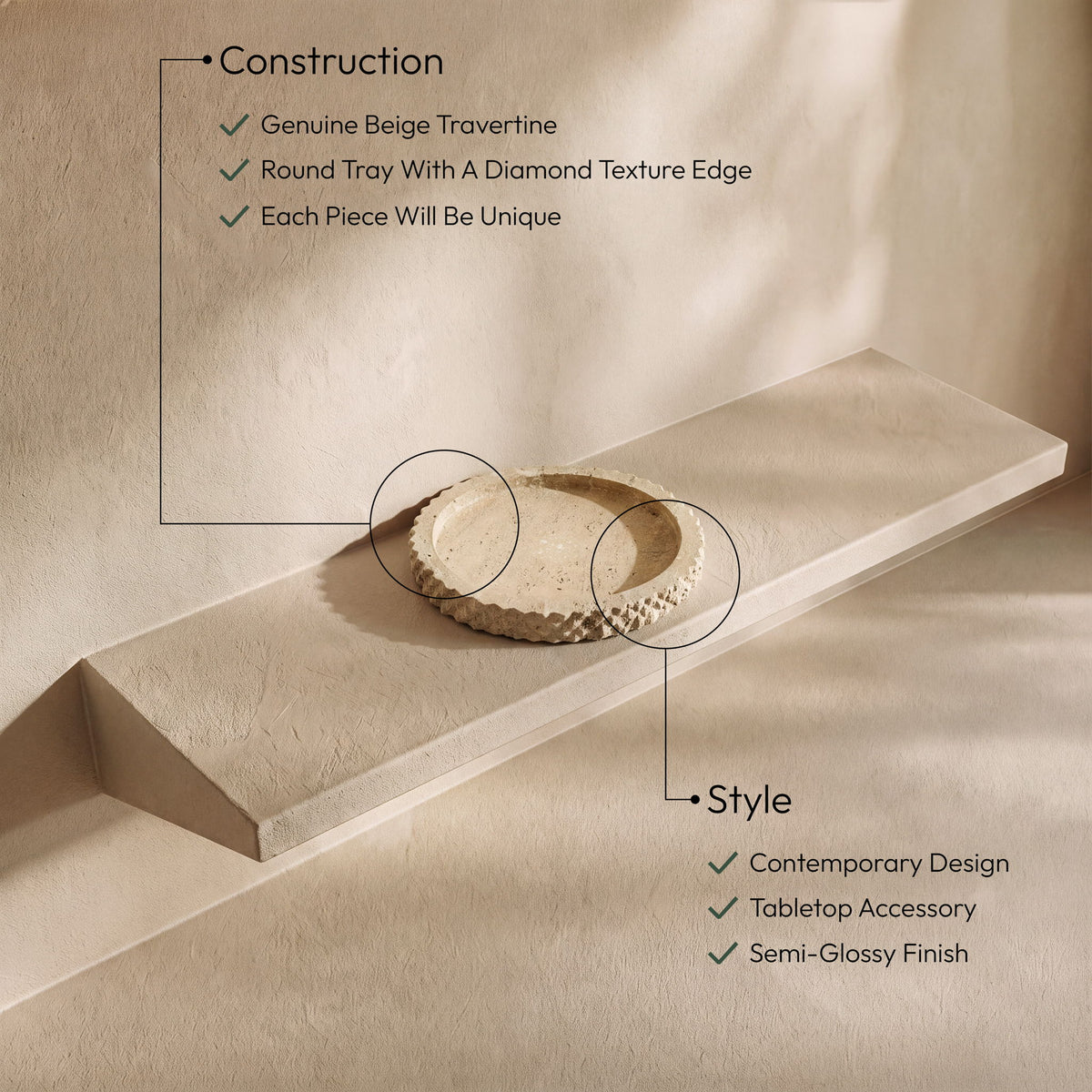 Russell - Travertine Tray