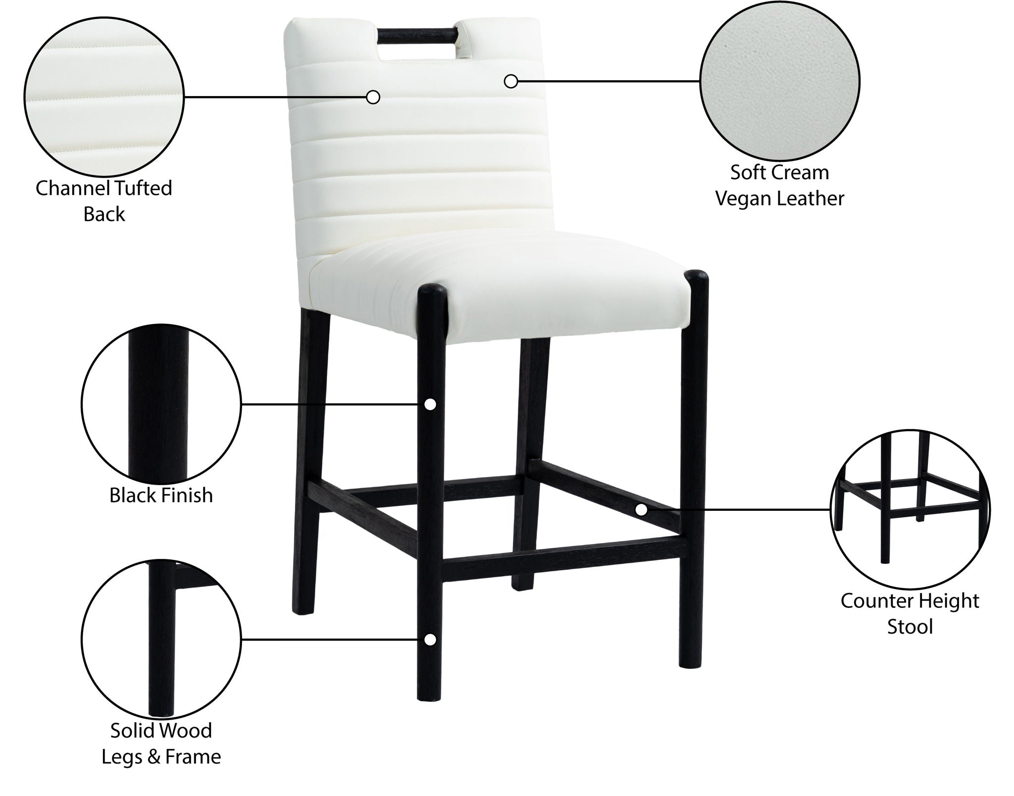 Aimee - Counter Stool - Black Legs