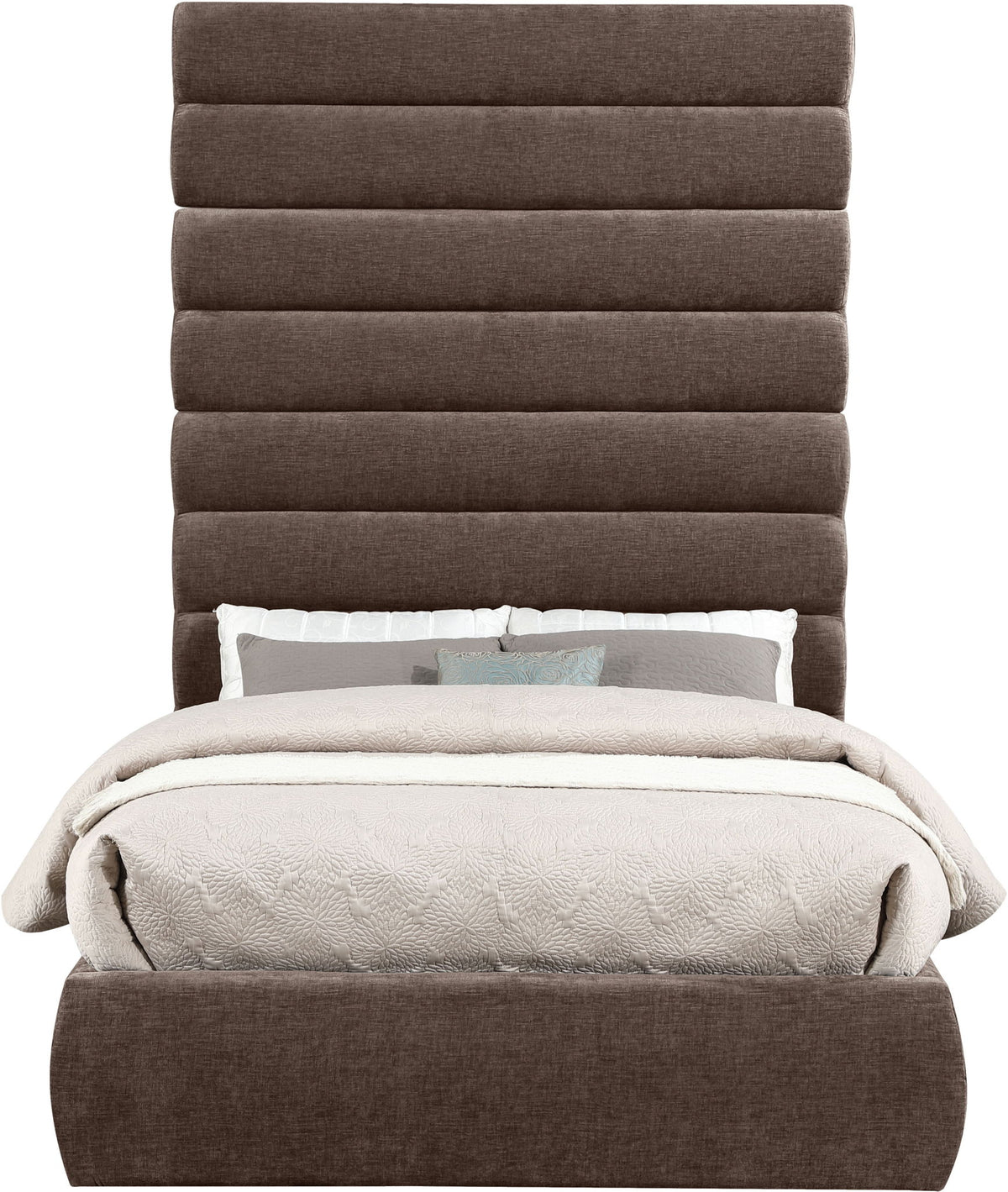 Adam - Chenille Fabric Bed With 89" Headboard