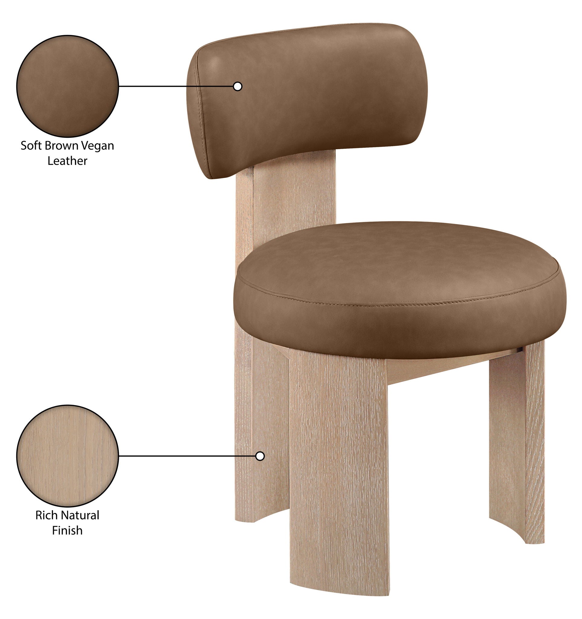 Atelier - Vegan Leather Upholstered Dining Chair (Set of 2) - Painted Natural Frame