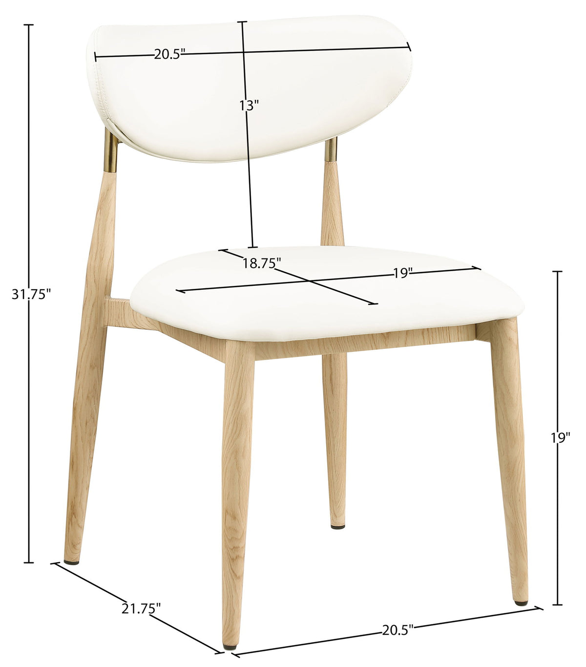 Ronda - Vegan Leather Upholstered Dining Side Chair - Natural Legs