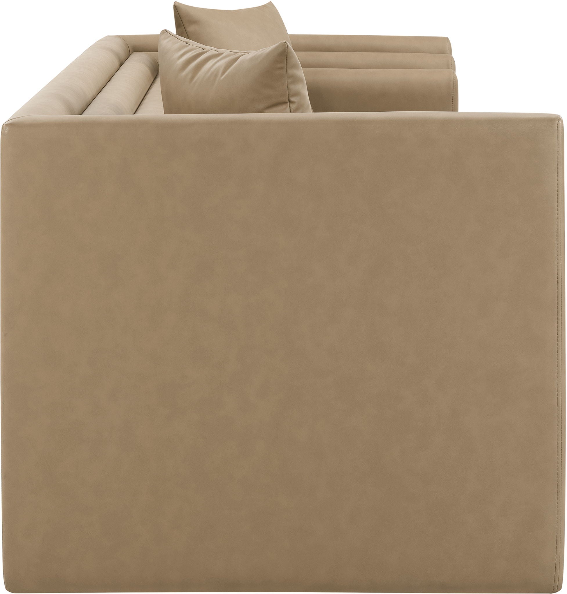 Everett - Vegan Leather 88.5" Upholstered Sofa - Tan