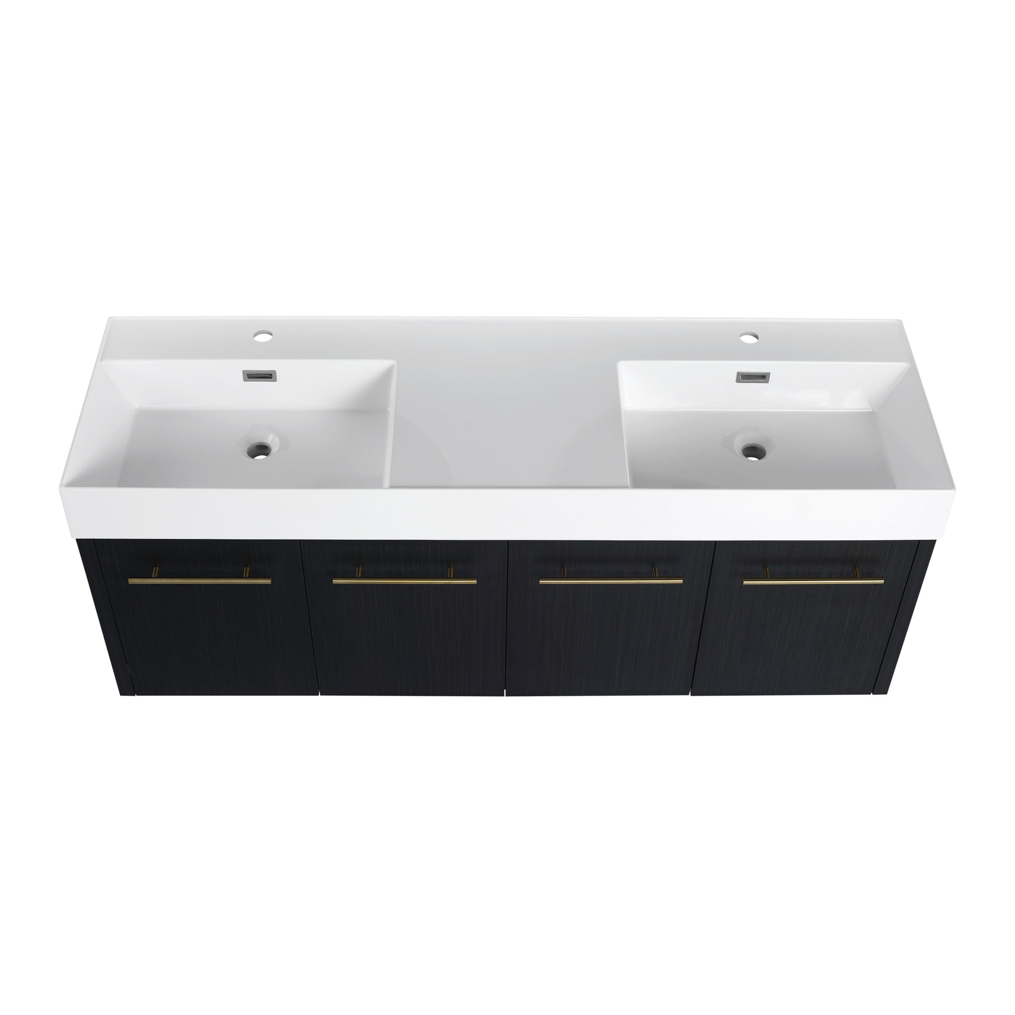Modern Wall Mounted Bathroom Vanity With Left Sink And Storage Rack