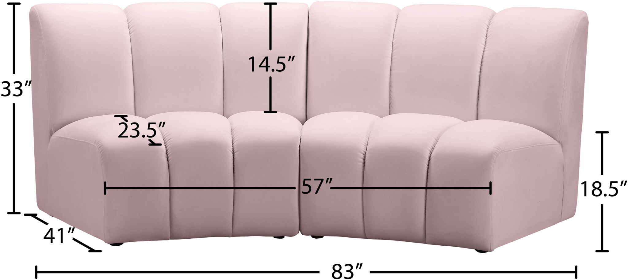 Infinity - 2 Piece Velvet Modular Sectional