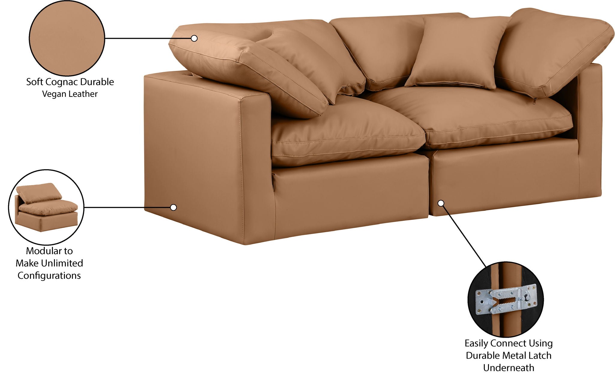 Indulge - Faux Leather 2 Seat Modular Sofa
