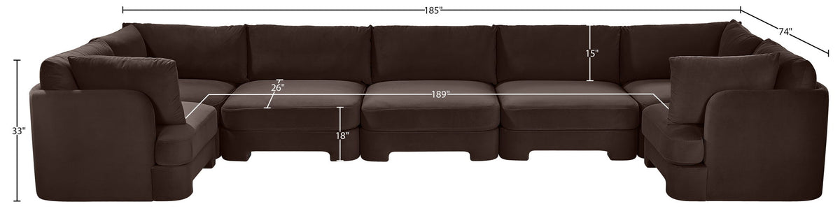 Hammond - Velvet Performance Fabric Upholstered 7 Piece U-Shaped Sectional