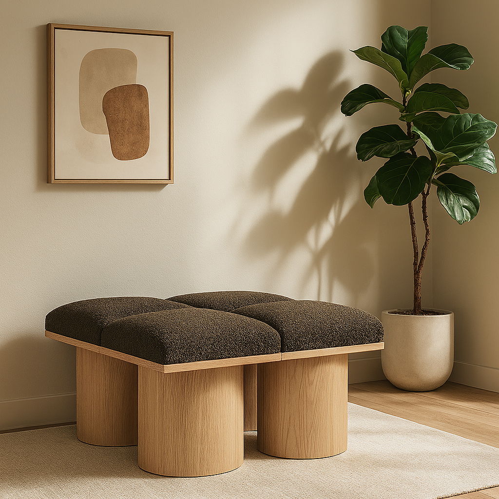 Pavilion - 4 Piece Modular Bench With Natural Base