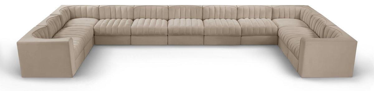 Rummi - Velvet Performance Fabric Upholstered 11 Piece Modular Sectional