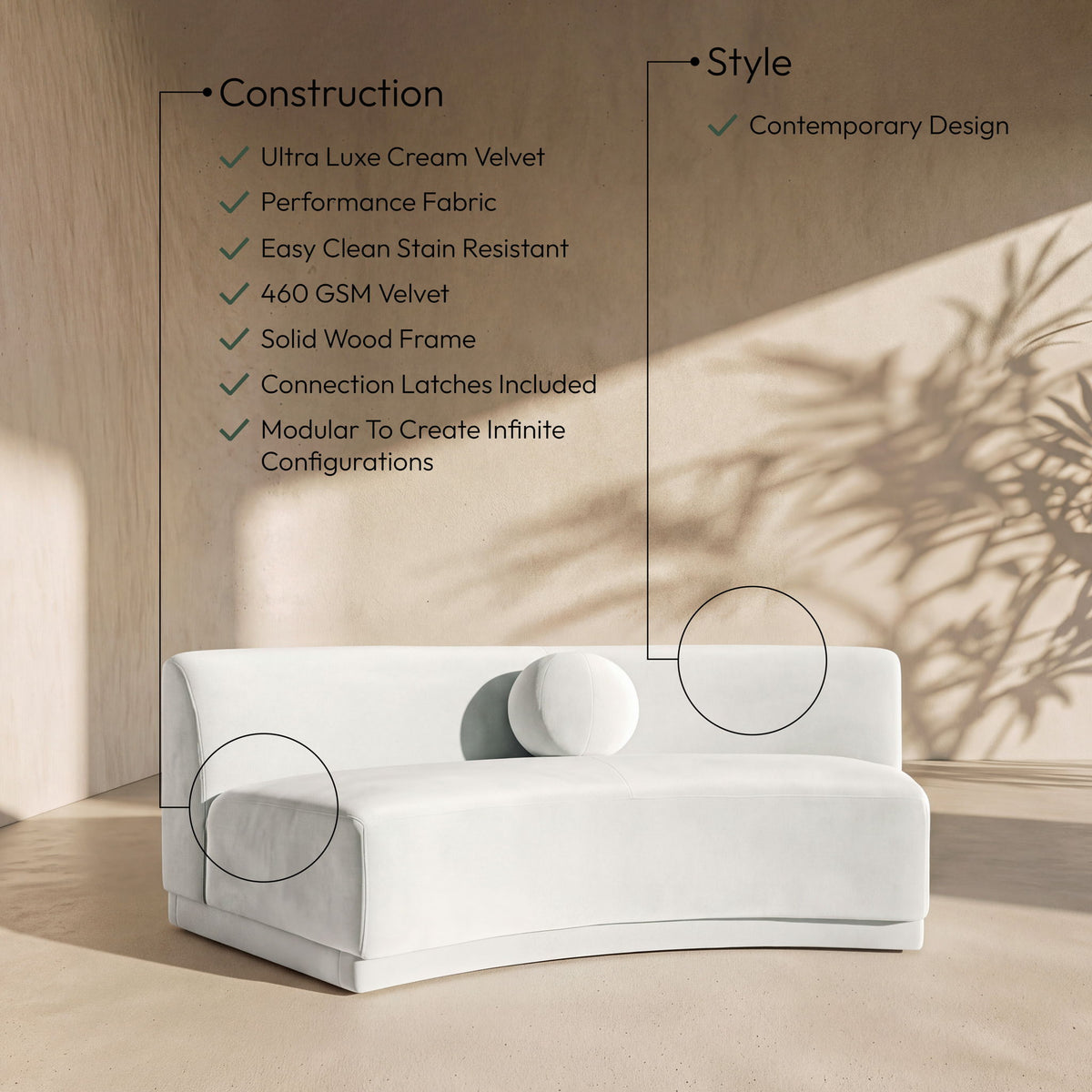 Avra - Velvet Performance Fabric Upholstered Armless Sofa