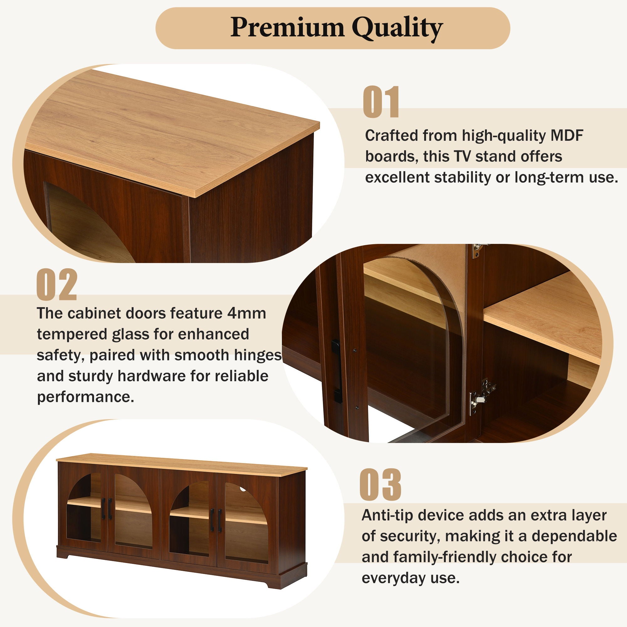 TV Stand With Semi Arched Doors