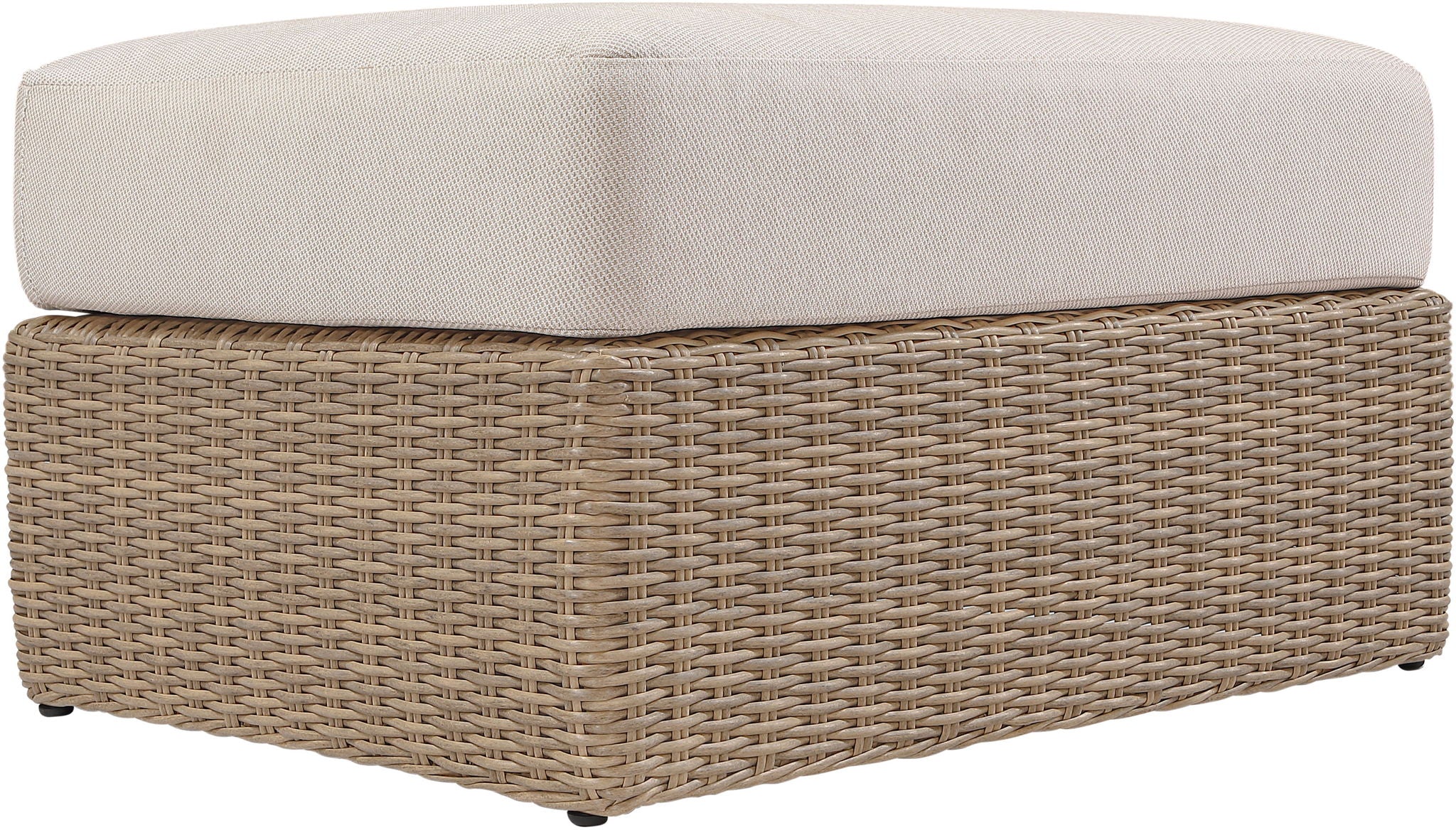 Seacrest - Olefin Water Resistant Fabric And Wicker Outdoor Patio Ottoman/Coffee Table