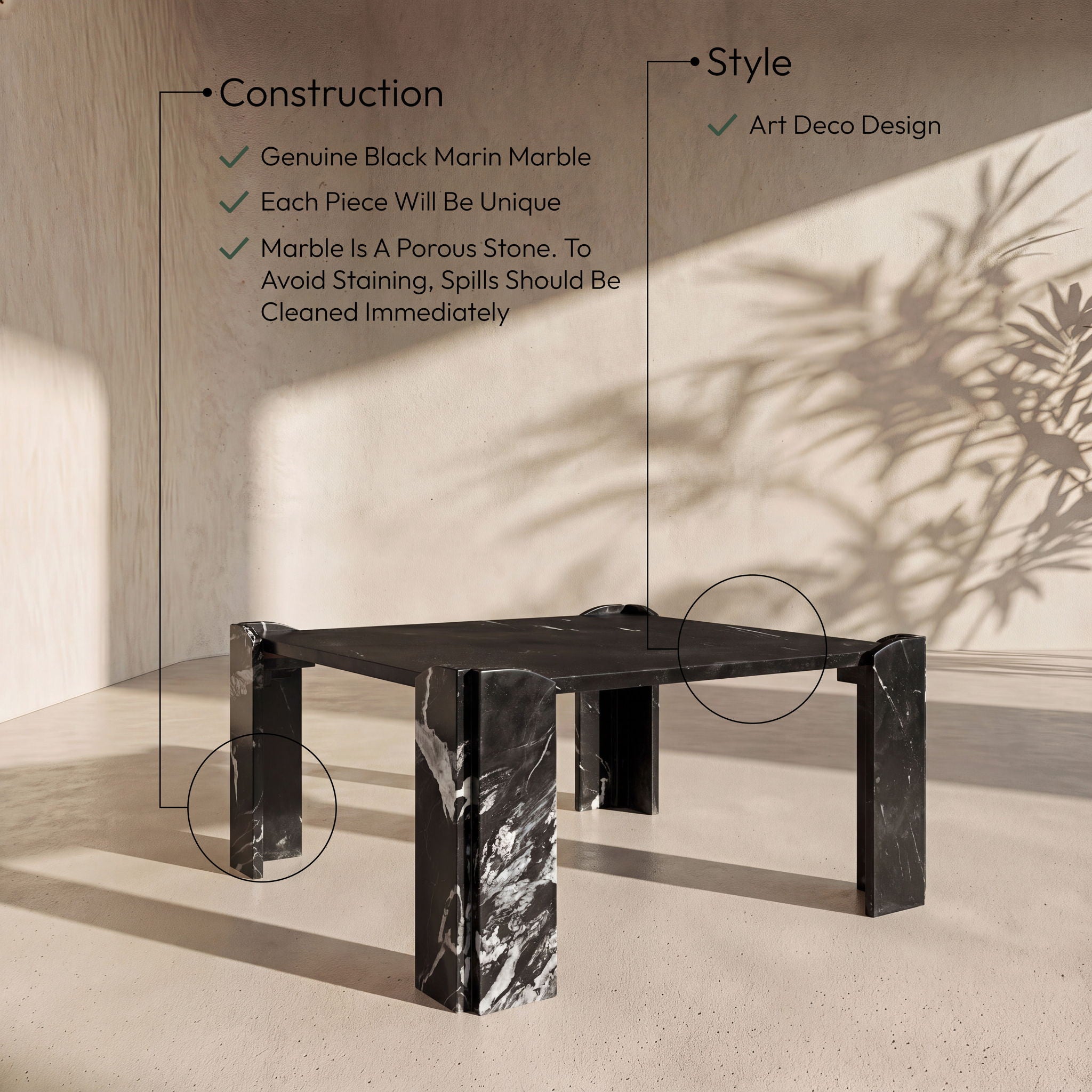 Ravello - Genuine Marble Table