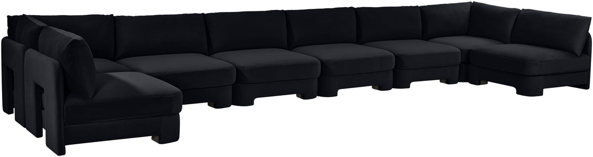 Hammond - Velvet Performance Fabric Upholstered 8 Piece U-Shaped Armless Sectional - Beige