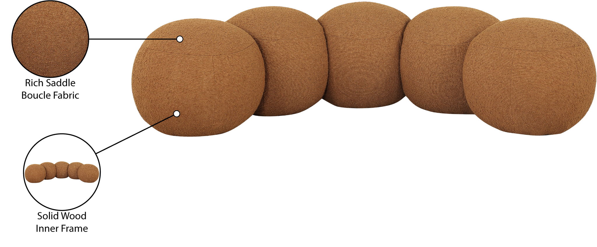 Apollo - Boucle Fabric Bench