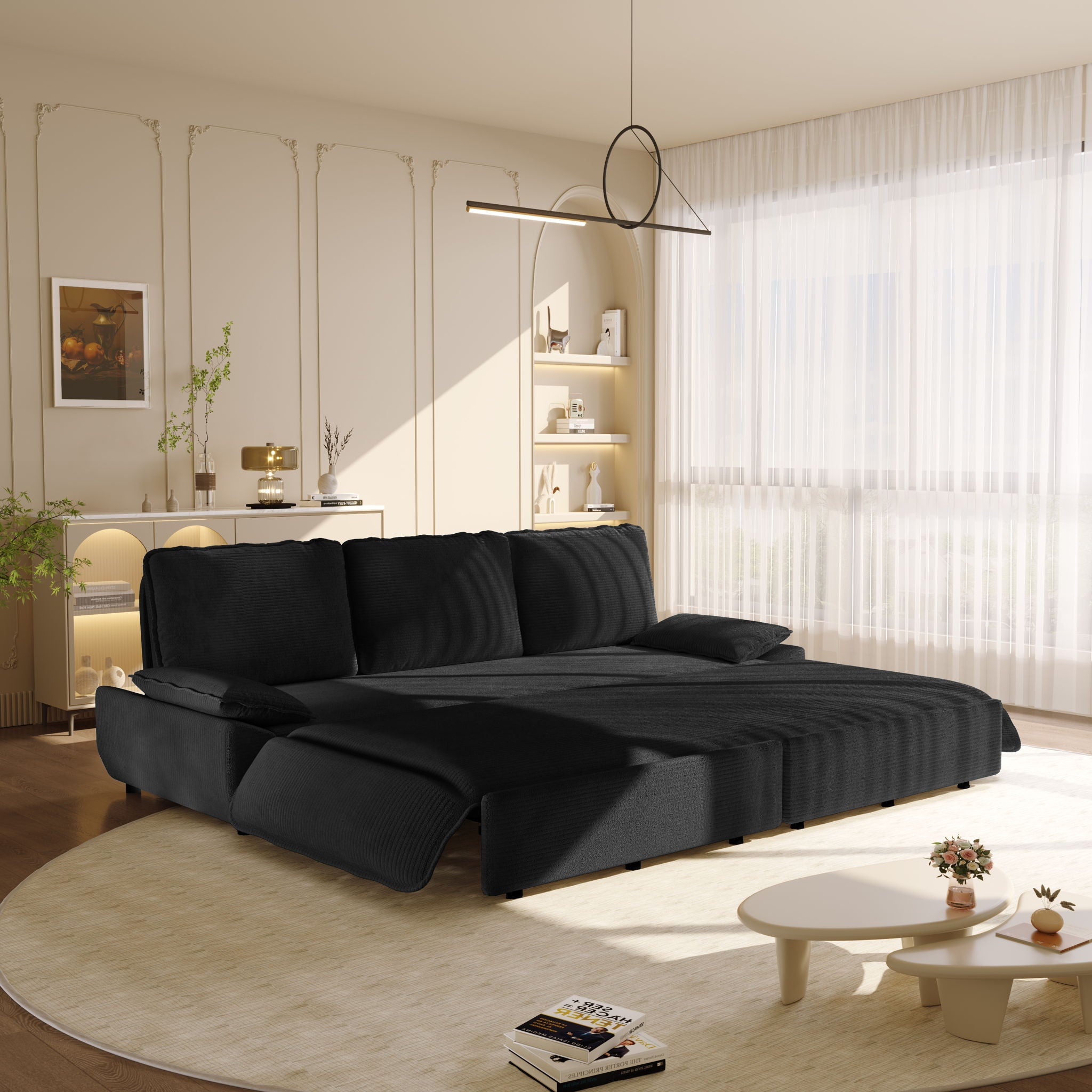 King Size Pull Out Sofa Bed, 3 In 1 Convertible Multifunctional