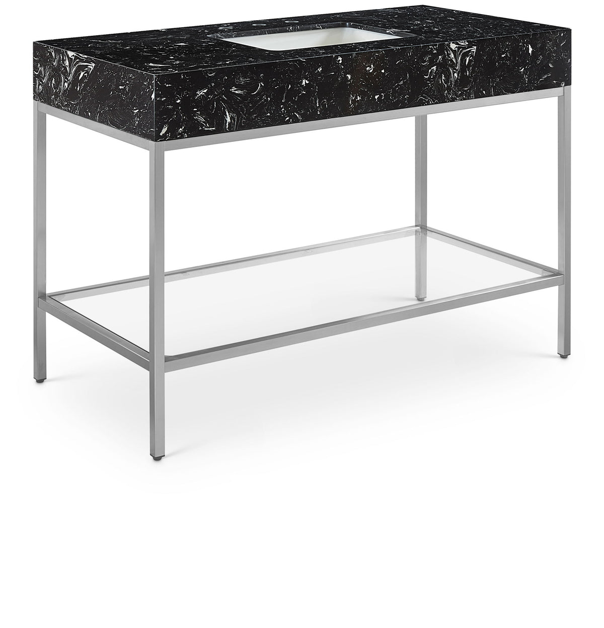 Marmo - Engineered Marble Bathroom Vanity With Chrome Base