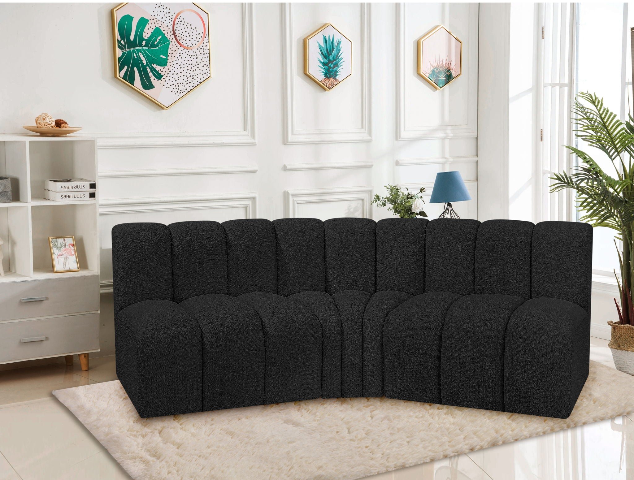 Arc - Boucle Fabric 3 Piece Modular Corner Sofa