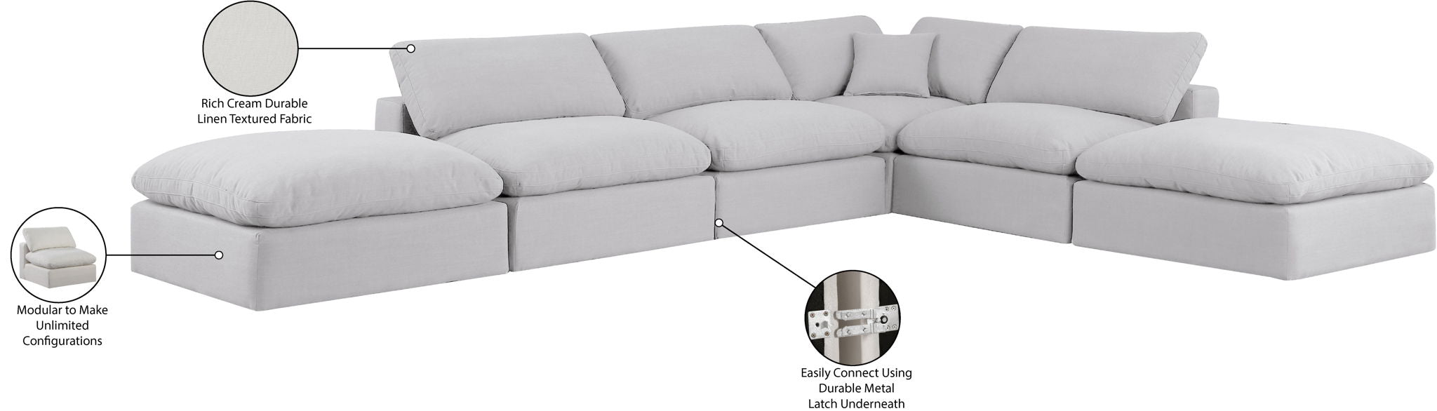 Comfy - 6 Piece Linen Modular Sectional