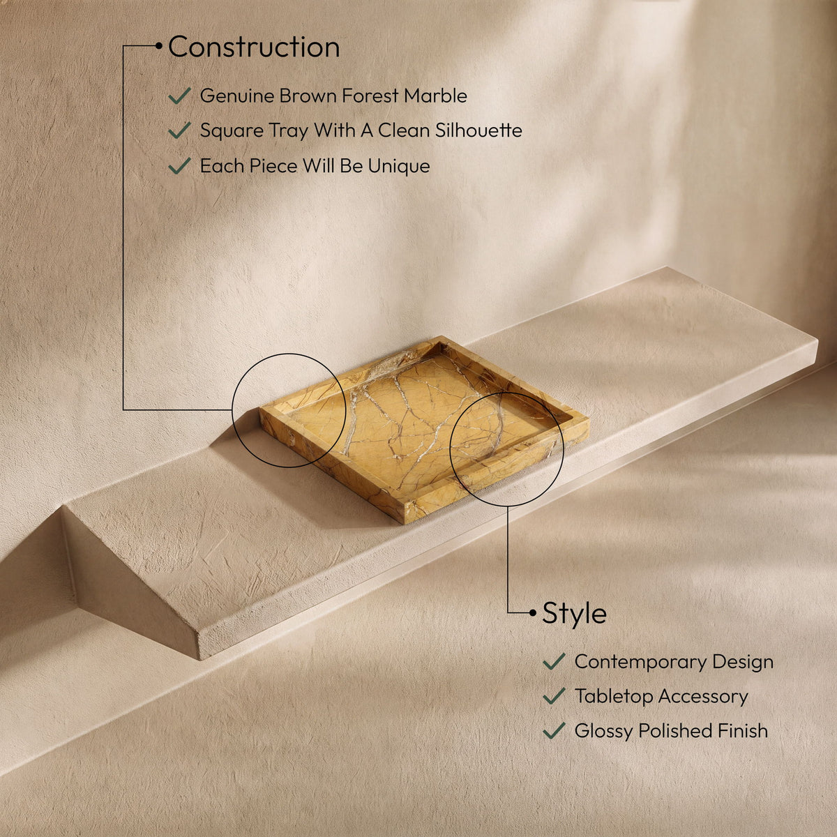 Michael - Genuine Marble Tray