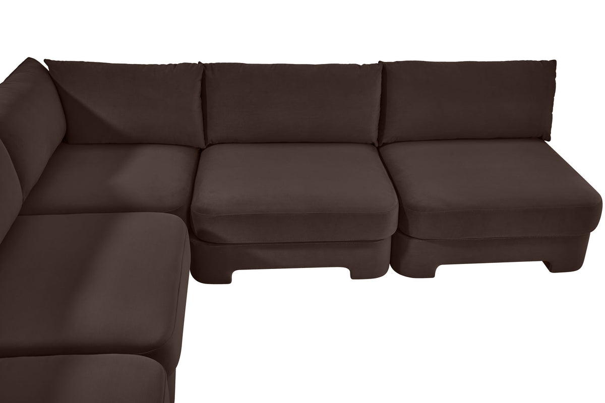 Hammond - Velvet Performance Fabric Upholstered 5 Piece Armless Sectional