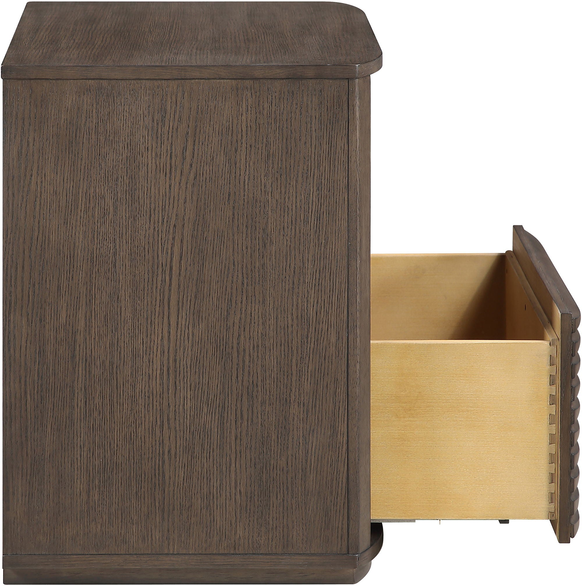 Morino - Oak Veneer And Solid Wood Nightstand - Brown