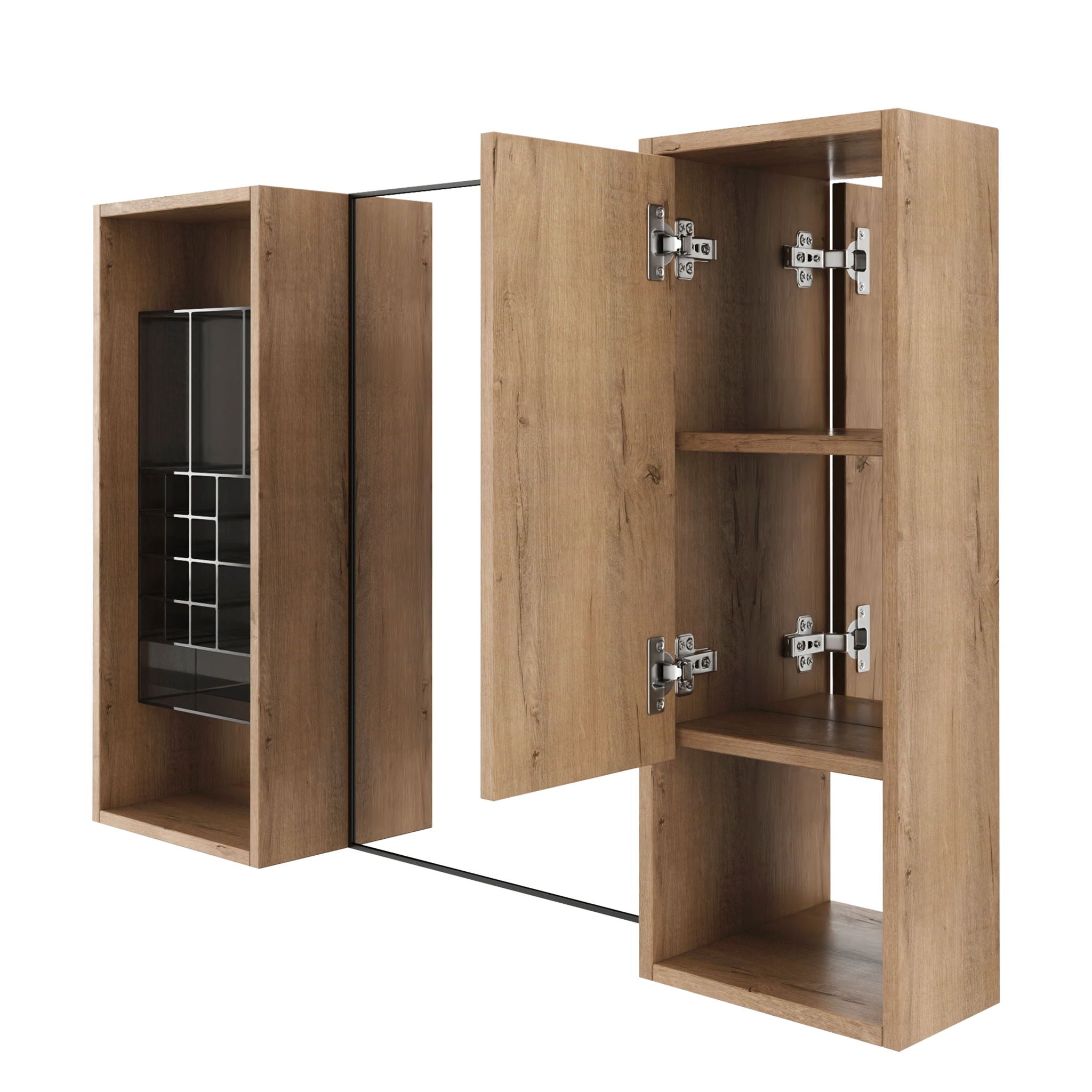 41.3" Wall Mounted Cabinet With Storage, Medicine Cabinet With Door And Adjustable Shelves - Imitative Oak