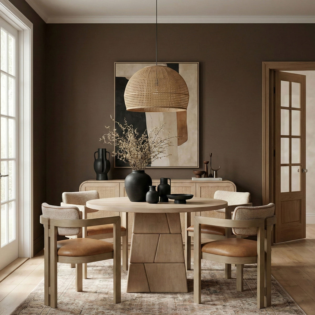Tavio - 48" Oak Veneer And Solid Wood Dining Table