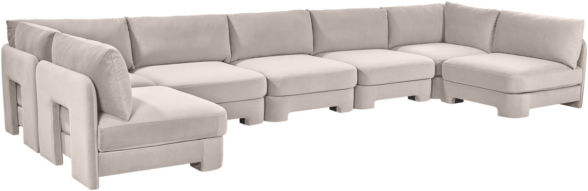 Hammond - Velvet Performance Fabric Upholstered 7 Piece U-Shaped Armless Sectional