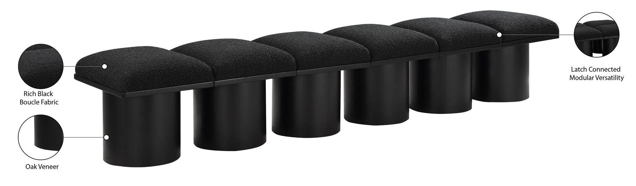 Pavilion - 6 Piece Modular Bench With Black Base