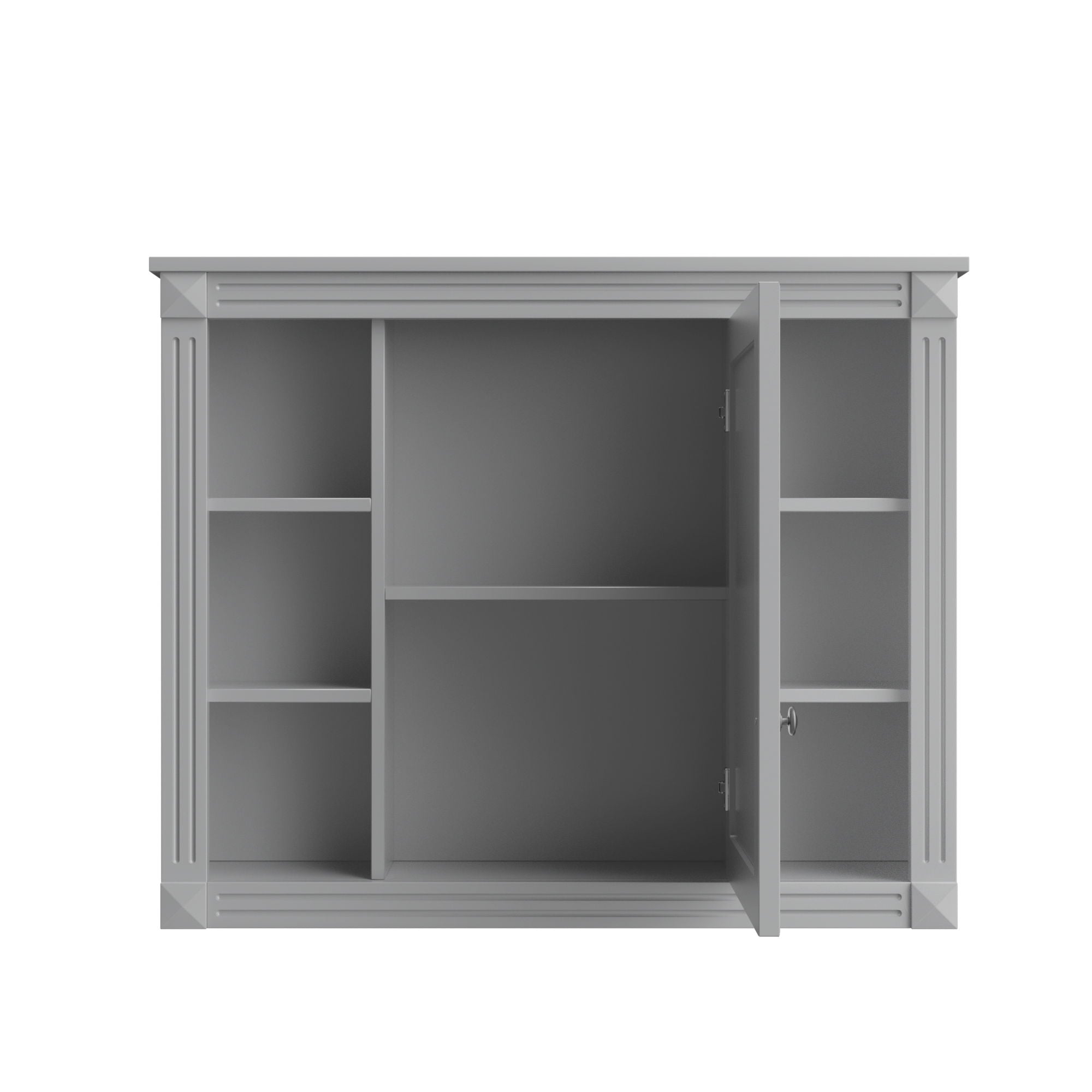 Wall Mounted Bathroom Storage Cabinet With Mirror, Cabinet With 6 Open Shelves And Adjustable Interior