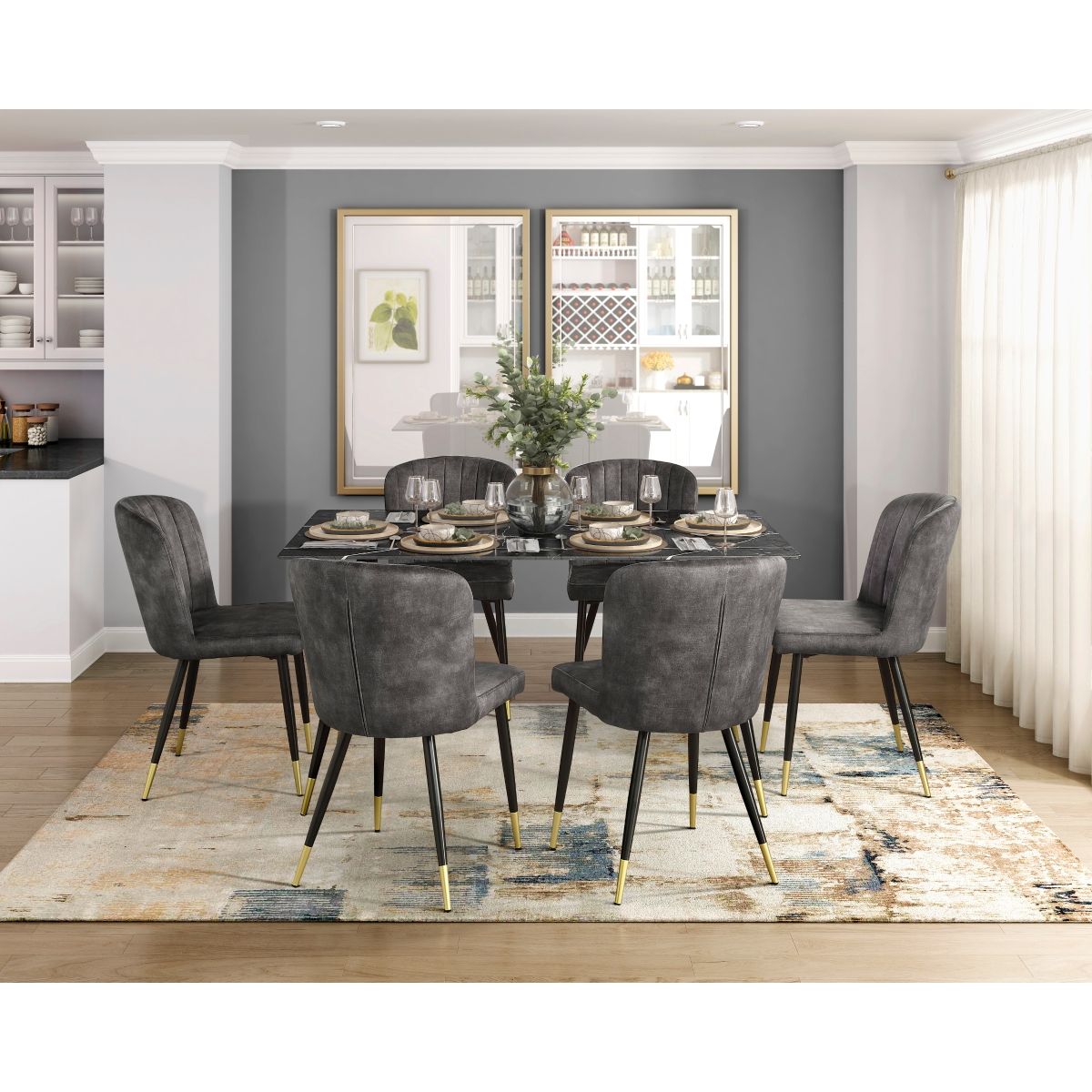 Clemente - Dining Table - Black / Dark Gray