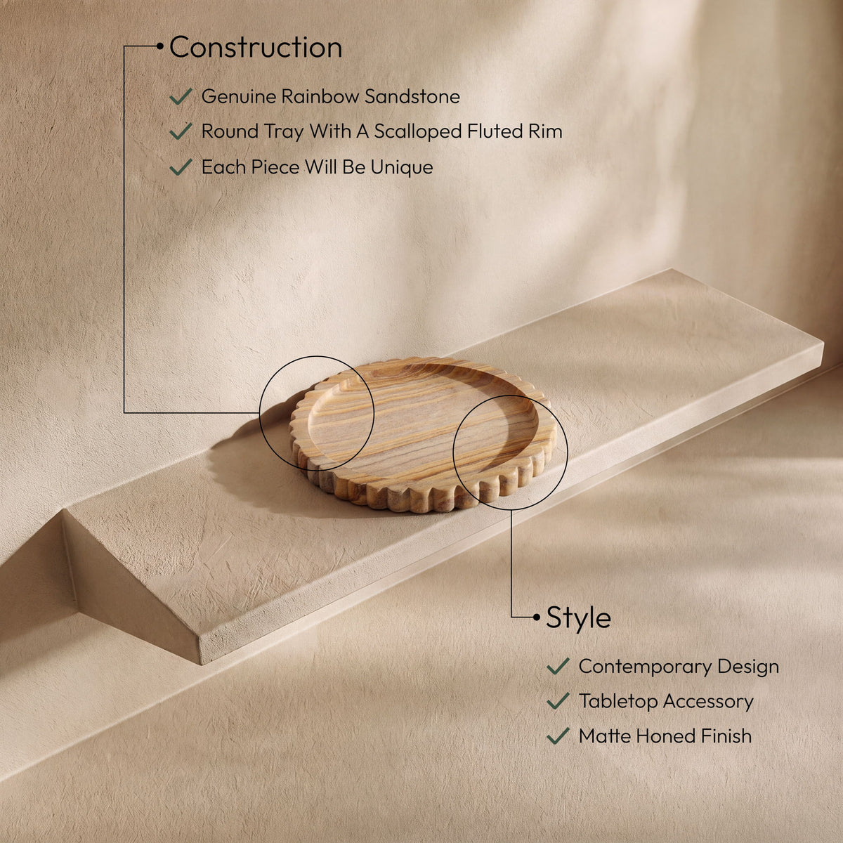 Lysander - Sandstone Tray - Sand