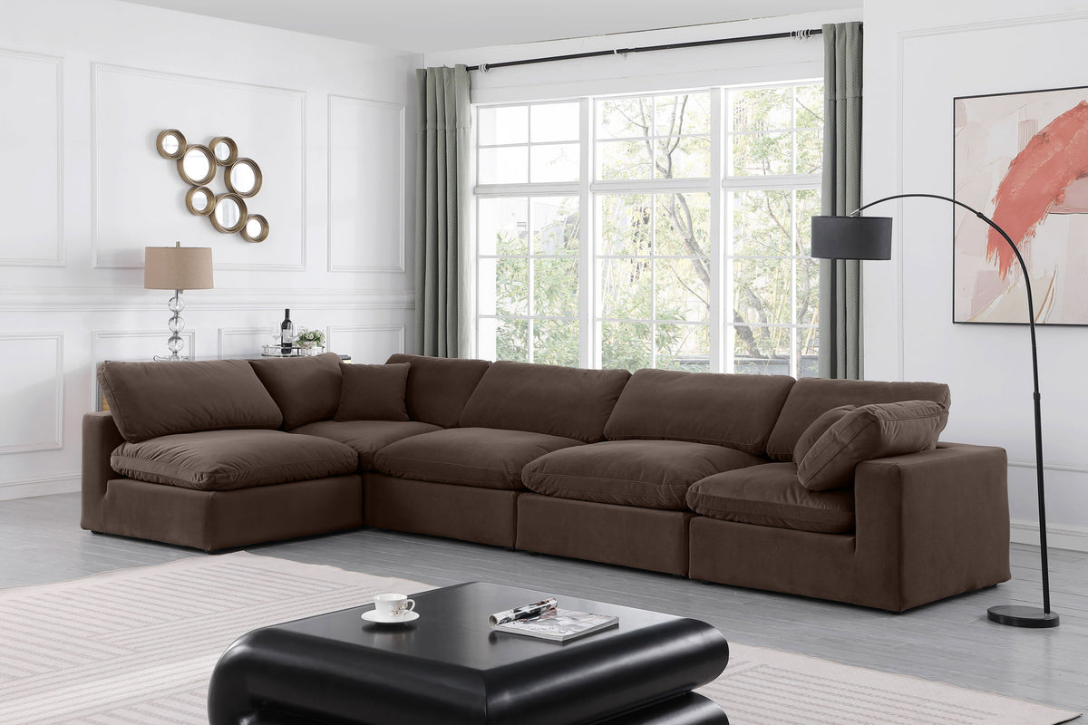 Comfy - 5 Piece Velvet Modular Sectional