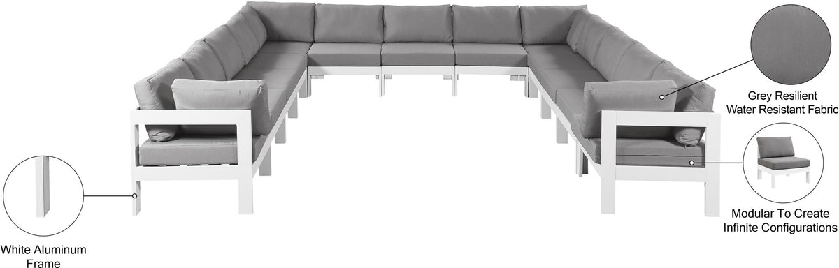 Nizuc - Outdoor Patio 13 Piece Modular Sectional With White Frame