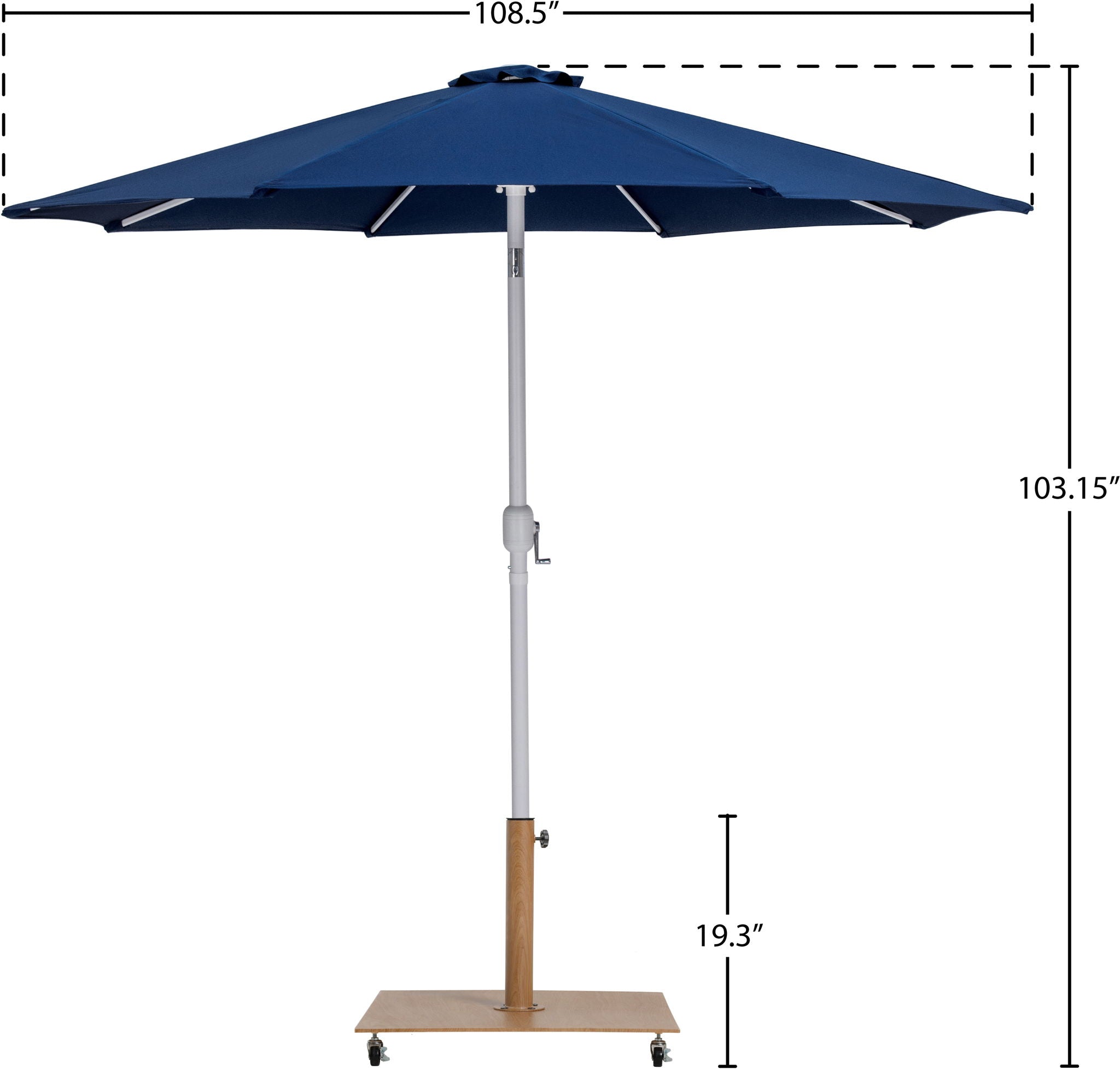 Fiji - Aluminum Patio Umbrella With Square Teak And White Base