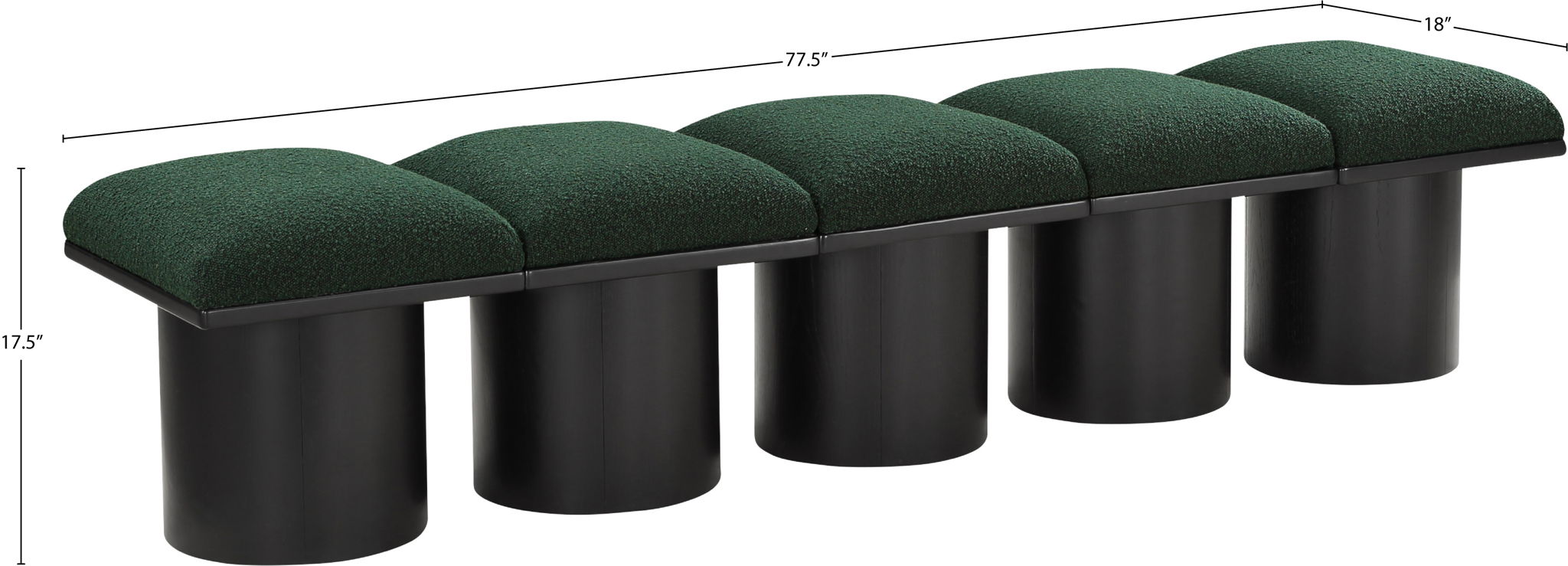 Pavilion - 5 Piece Modular Bench With Black Base