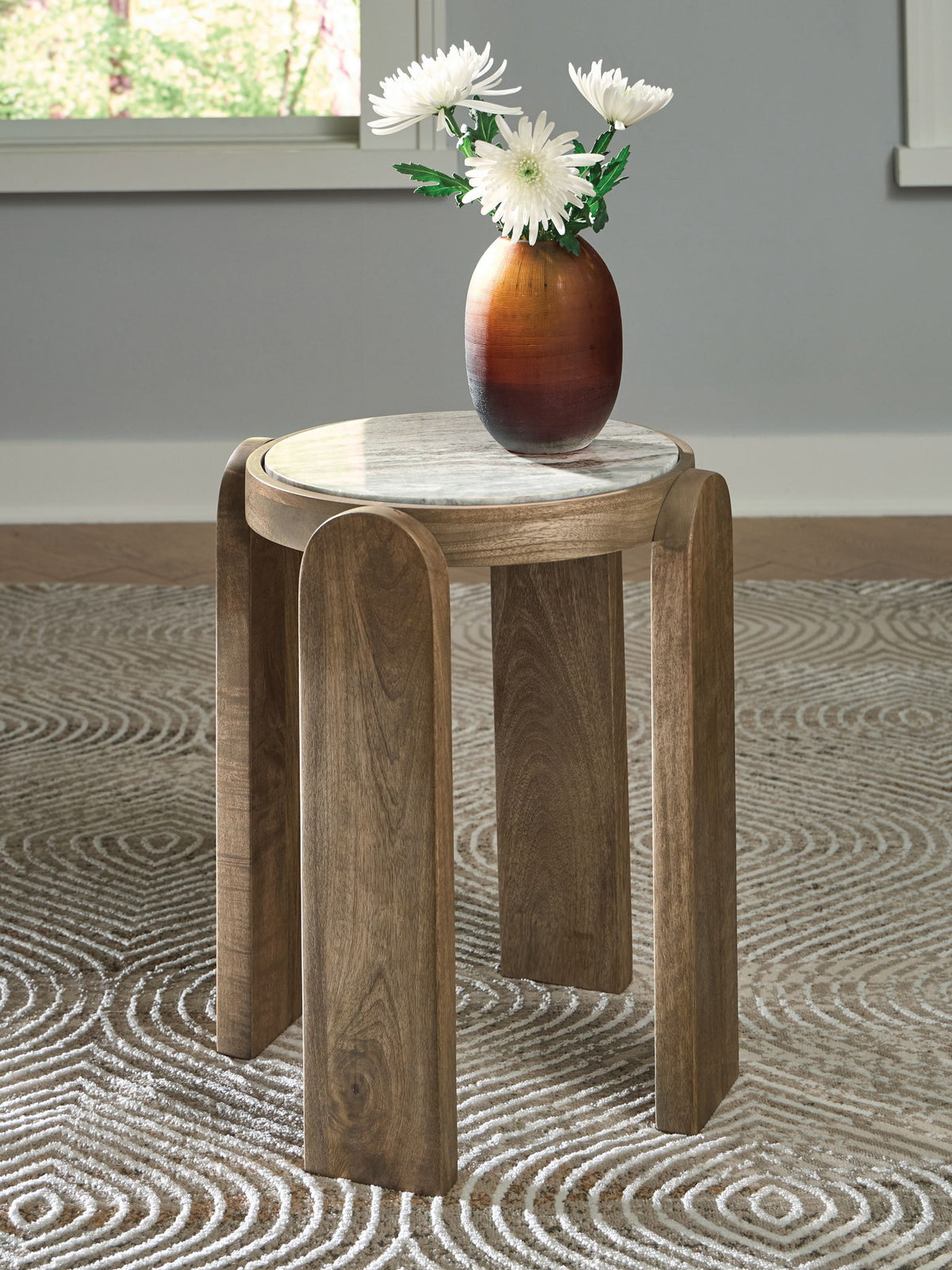 Gavrilley - Accent Table - Gray / White / Brown