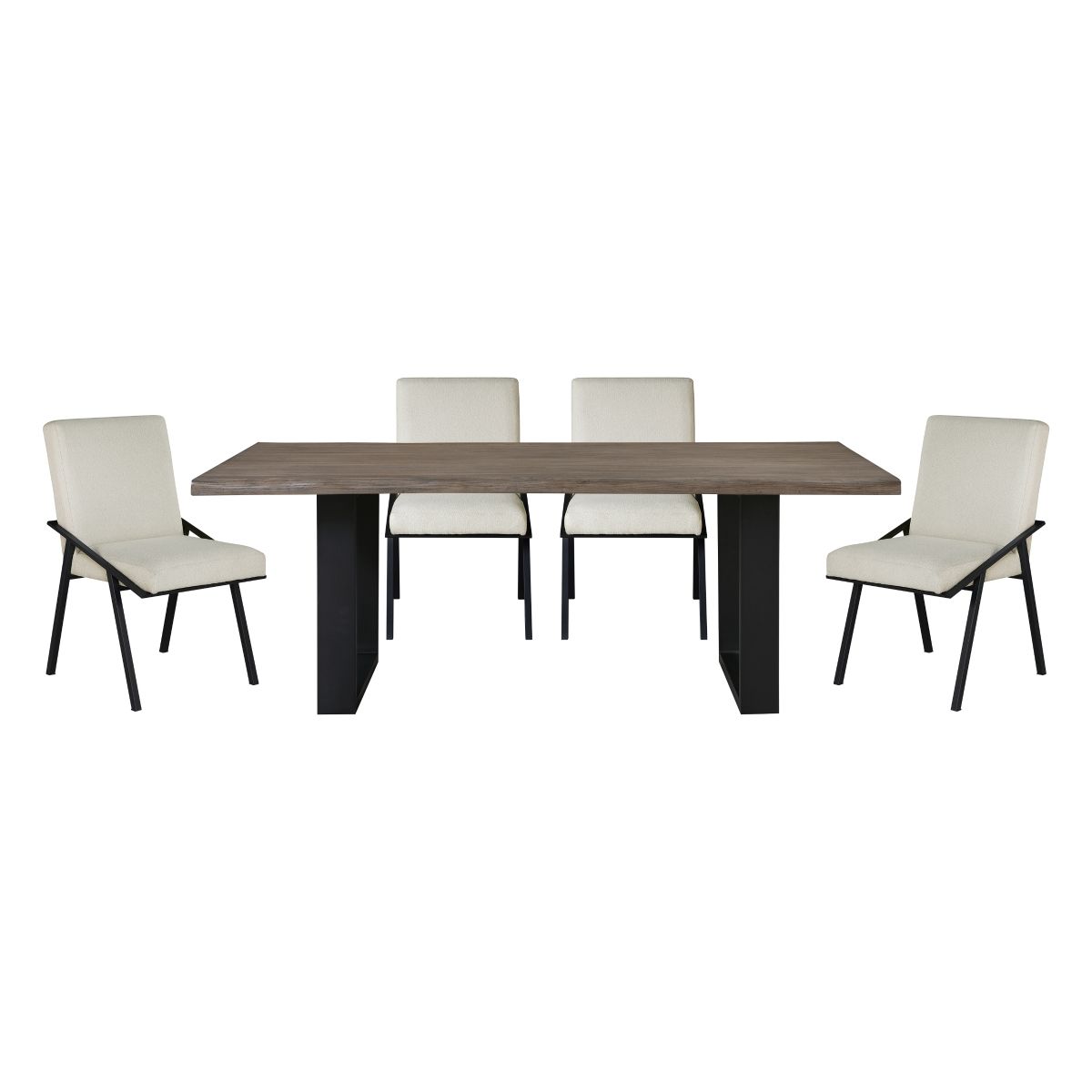 Rochelle - 5 Piece Set (Table & 4 Side Chairs) - White / Brown