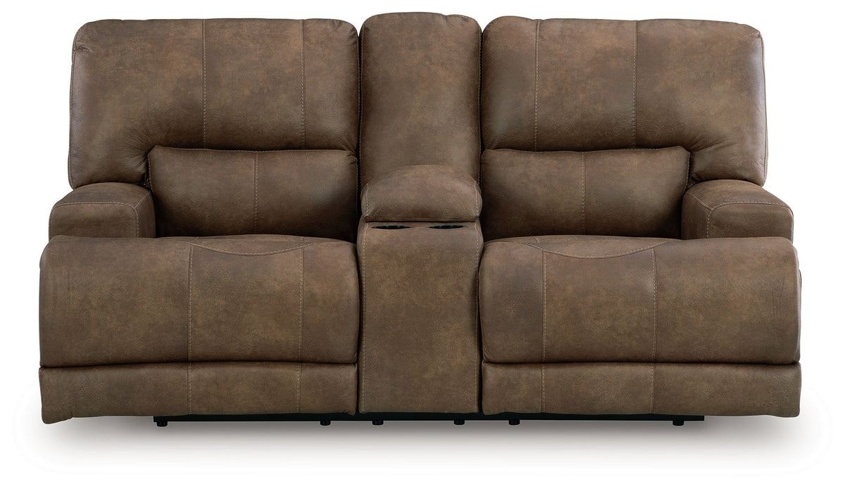 Beckley Place - Power Reclining Loveseat With Console / Adjustable Headrest - Earth