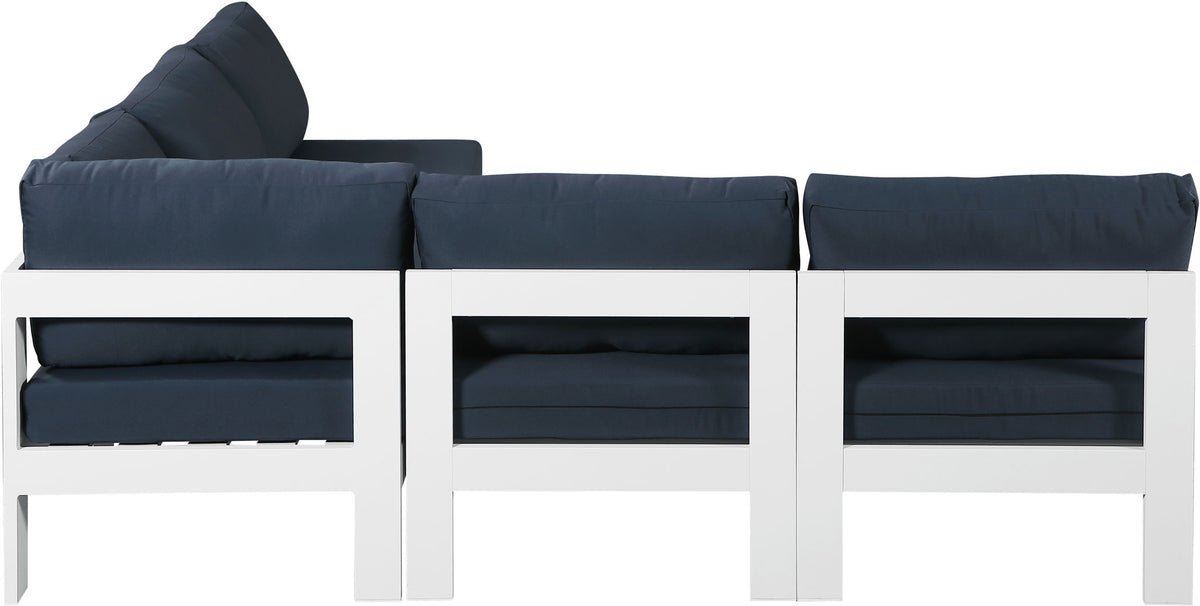 Nizuc - Outdoor Patio 5 Piece Modular Sectional With White Frame