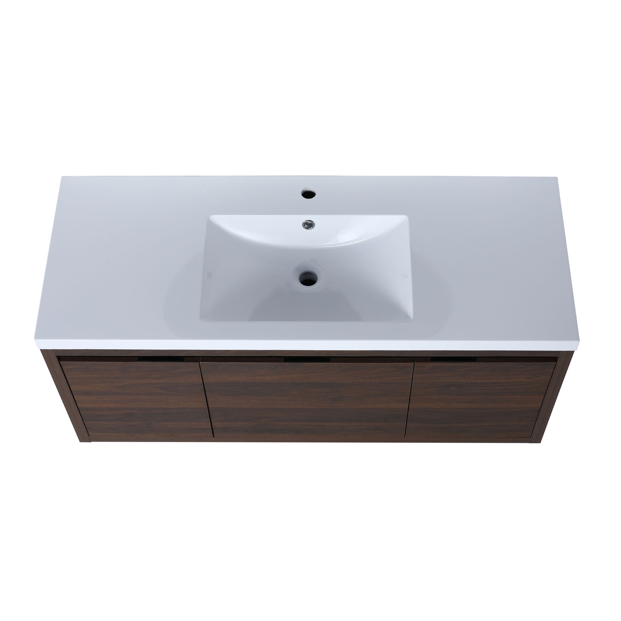 Floating 48" Bathroom Vanity With Resin Sink And Soft Close Doors California Plywood - California Walnut