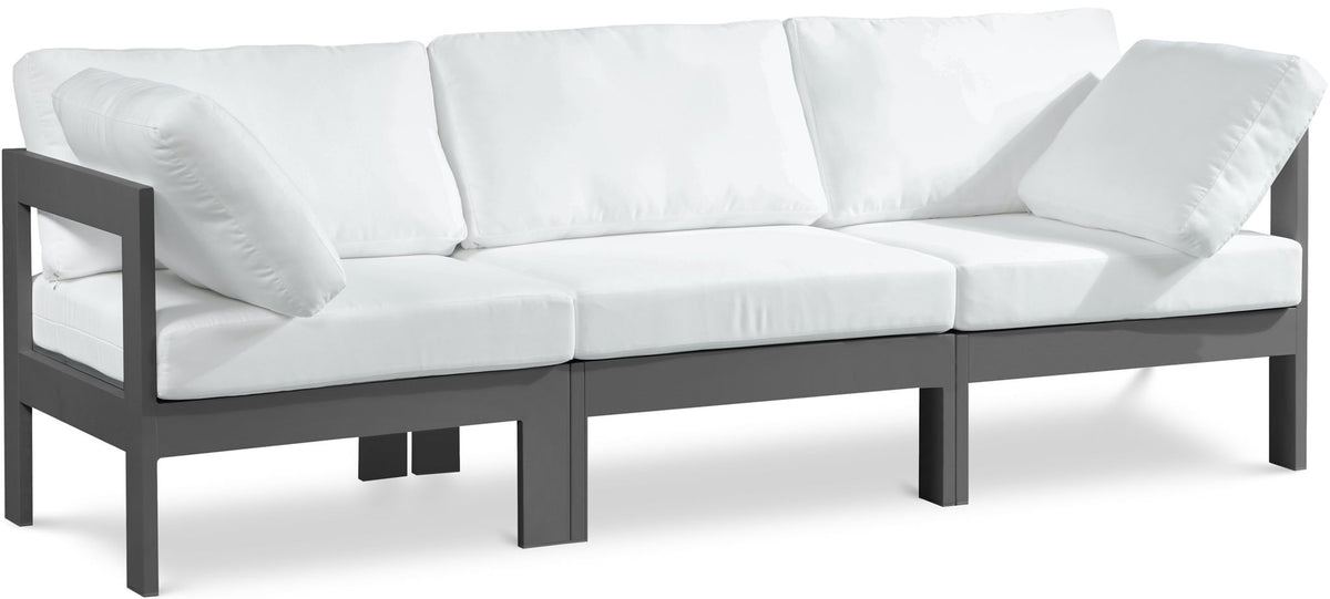 Nizuc - Outdoor Patio 3 Seat Modular Sofa With Gray Frame