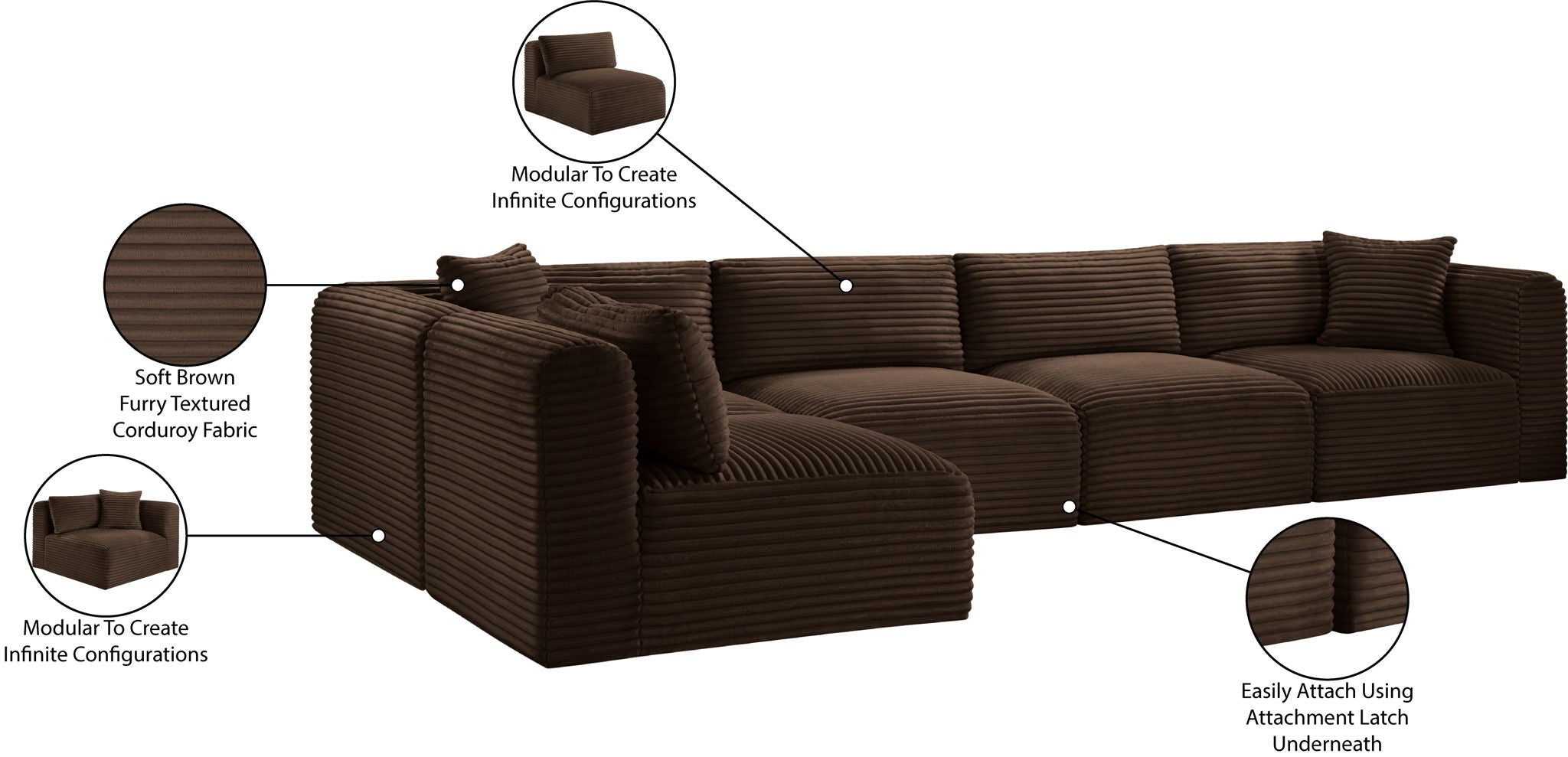 Shaggy - 5 Piece Modular Sectional