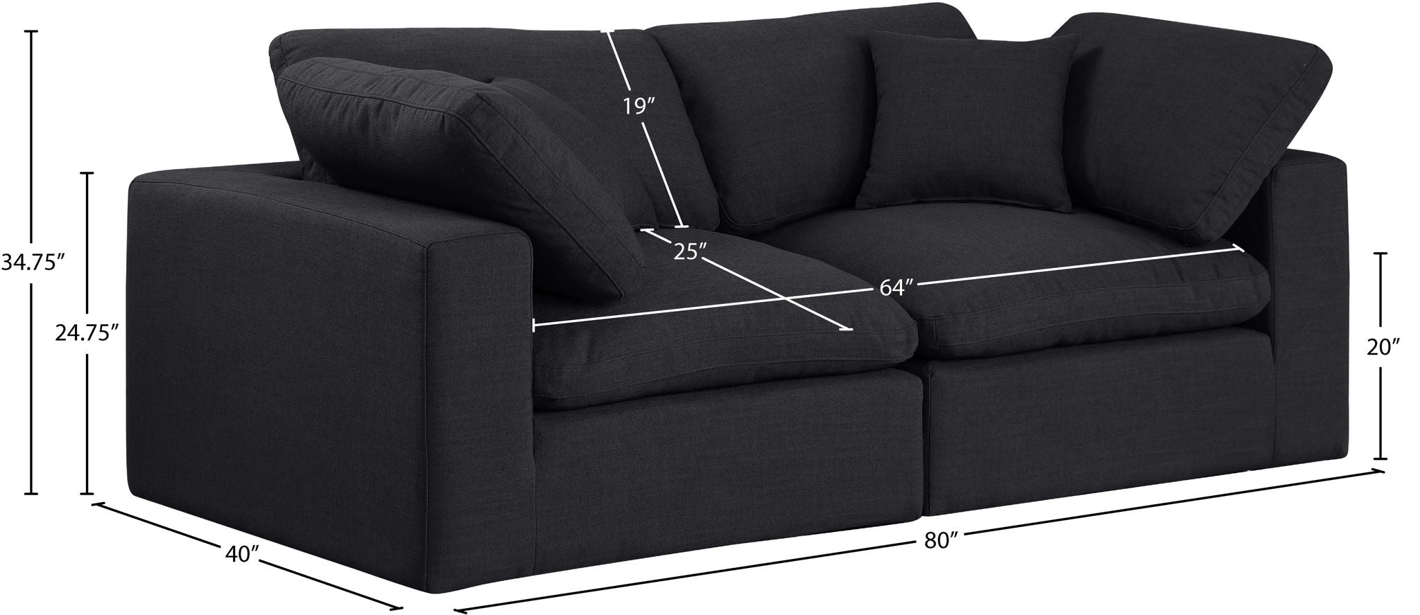 Comfy - Linen Modular Sofa 2 Seats