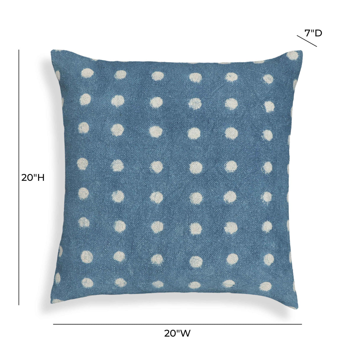 Indigo - Dots Cotton Square Accent Pillow - Indigo