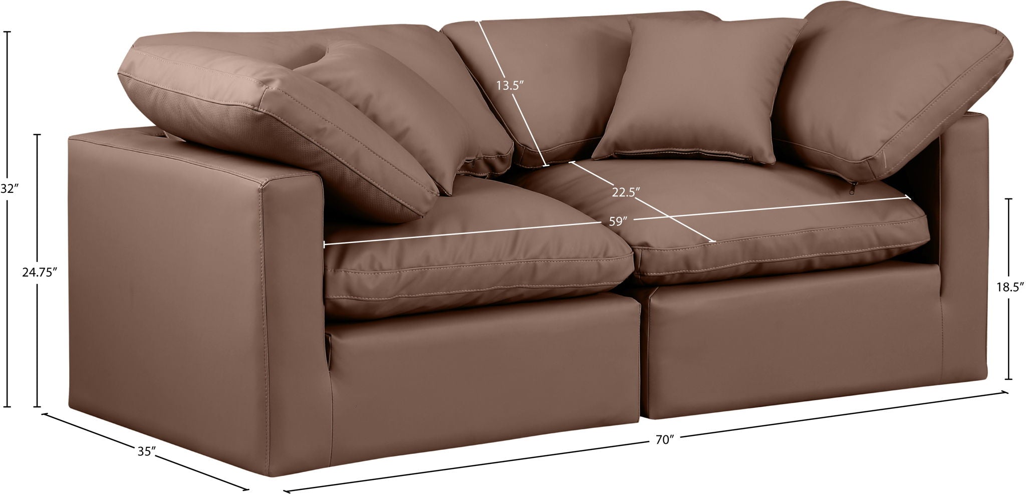 Indulge - Faux Leather 2 Seat Modular Sofa